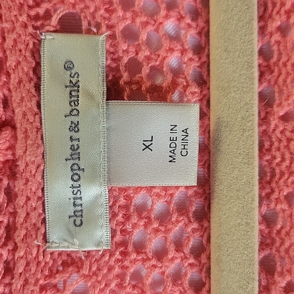 Christopher & Banks Salmon Open Front Short Sleeve Sweater, Size: XL - Picture 2 of 9